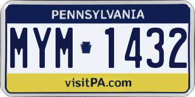PA license plate MYM1432