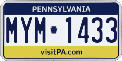 PA license plate MYM1433