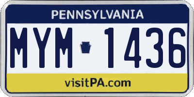 PA license plate MYM1436