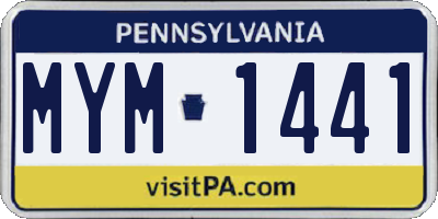 PA license plate MYM1441