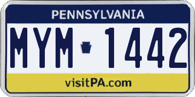 PA license plate MYM1442