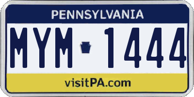 PA license plate MYM1444