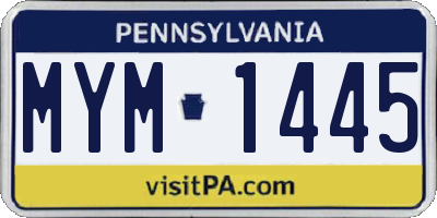 PA license plate MYM1445