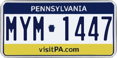 PA license plate MYM1447
