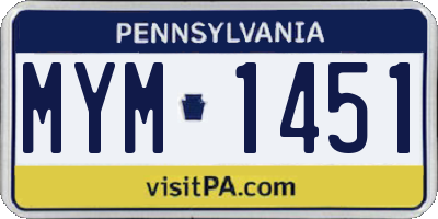 PA license plate MYM1451