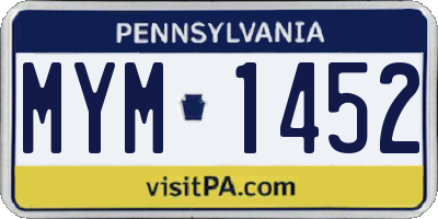 PA license plate MYM1452