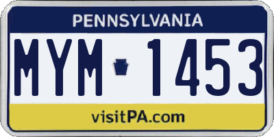 PA license plate MYM1453