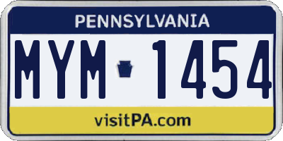 PA license plate MYM1454