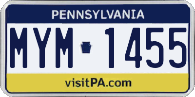 PA license plate MYM1455