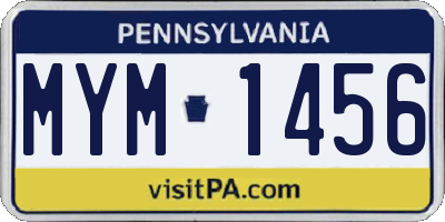 PA license plate MYM1456