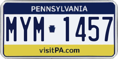 PA license plate MYM1457