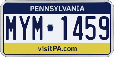 PA license plate MYM1459