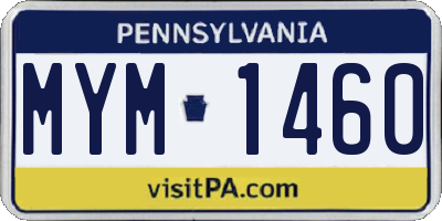 PA license plate MYM1460