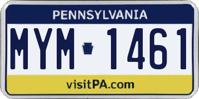 PA license plate MYM1461