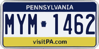 PA license plate MYM1462
