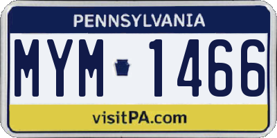 PA license plate MYM1466