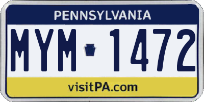 PA license plate MYM1472