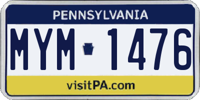 PA license plate MYM1476