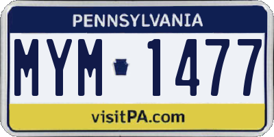 PA license plate MYM1477