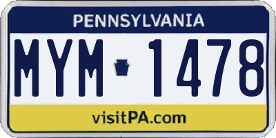 PA license plate MYM1478