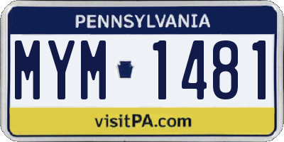 PA license plate MYM1481