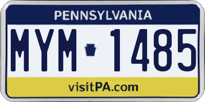 PA license plate MYM1485