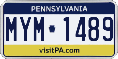 PA license plate MYM1489