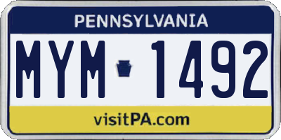 PA license plate MYM1492