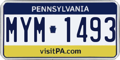 PA license plate MYM1493