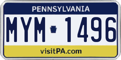 PA license plate MYM1496