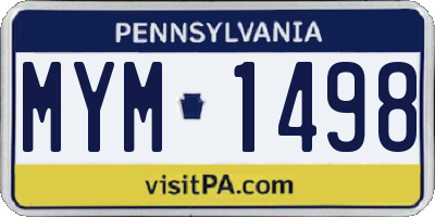 PA license plate MYM1498