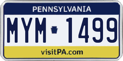 PA license plate MYM1499