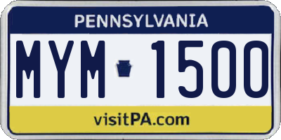 PA license plate MYM1500