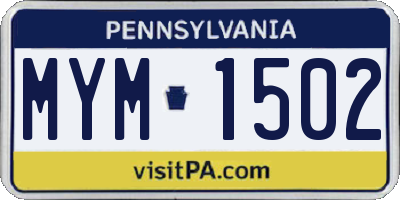 PA license plate MYM1502