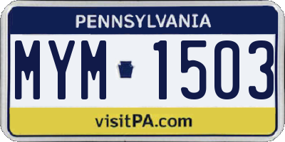 PA license plate MYM1503