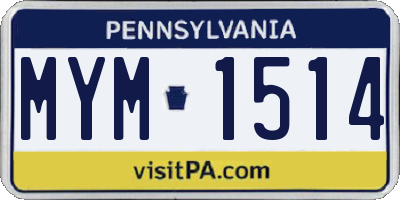 PA license plate MYM1514