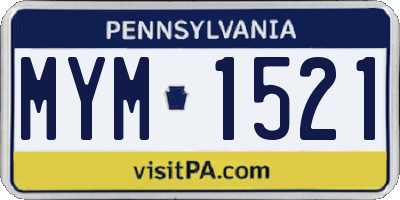 PA license plate MYM1521