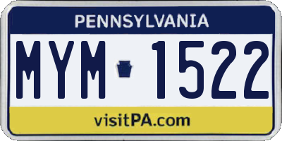 PA license plate MYM1522