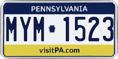 PA license plate MYM1523