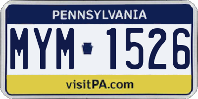 PA license plate MYM1526