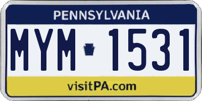 PA license plate MYM1531
