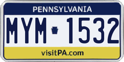 PA license plate MYM1532