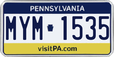 PA license plate MYM1535