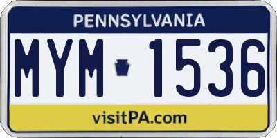 PA license plate MYM1536