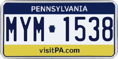 PA license plate MYM1538
