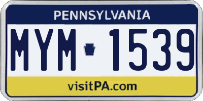 PA license plate MYM1539