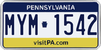 PA license plate MYM1542