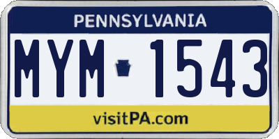 PA license plate MYM1543