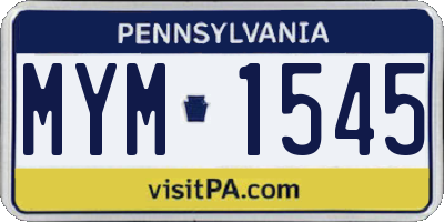 PA license plate MYM1545