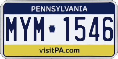 PA license plate MYM1546